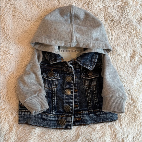 Tucker + Tate Blue Denim Jacket with Gray Sleeves - Picture 2 of 5